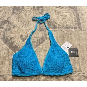 Coco Reef Envy Aquamarine Blue Halter Bikini Swim Top 32D/34D Removable Pads New